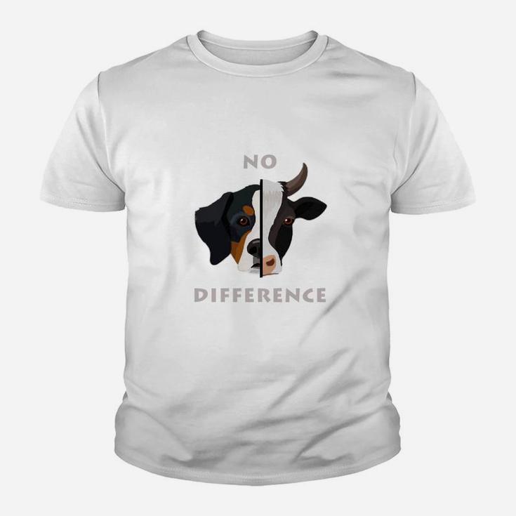 No Difference Dog Cow Vegan Vegetarian Kid T-Shirt
