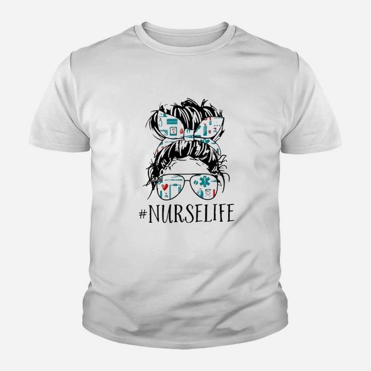 Nurselife Messy Bun Girl Kid T-Shirt