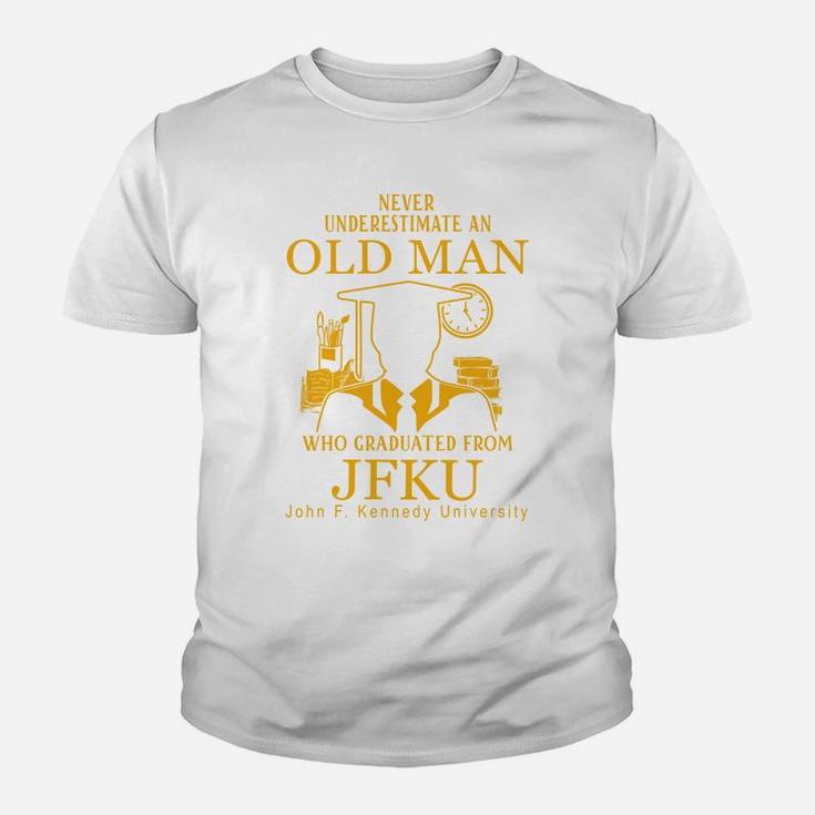 Old Man- Graduated From Jfku- John F Kennedy University Kid T-Shirt