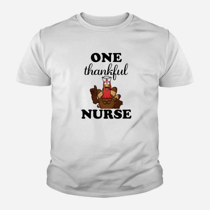 One Thankful Nurse Funny Turkey Rn Thanksgiving Kid T-Shirt