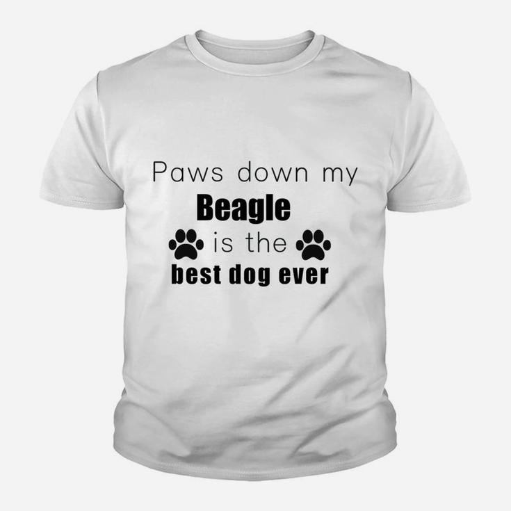 Paws Down My Beagle Is Best Dog Ever Pet Lovers Kid T-Shirt