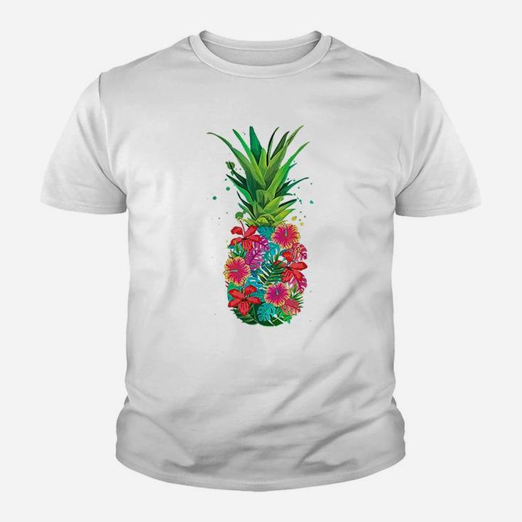 Pineapple Flowers Aloha Hawaii Vintage Hawaiian Kid T-Shirt