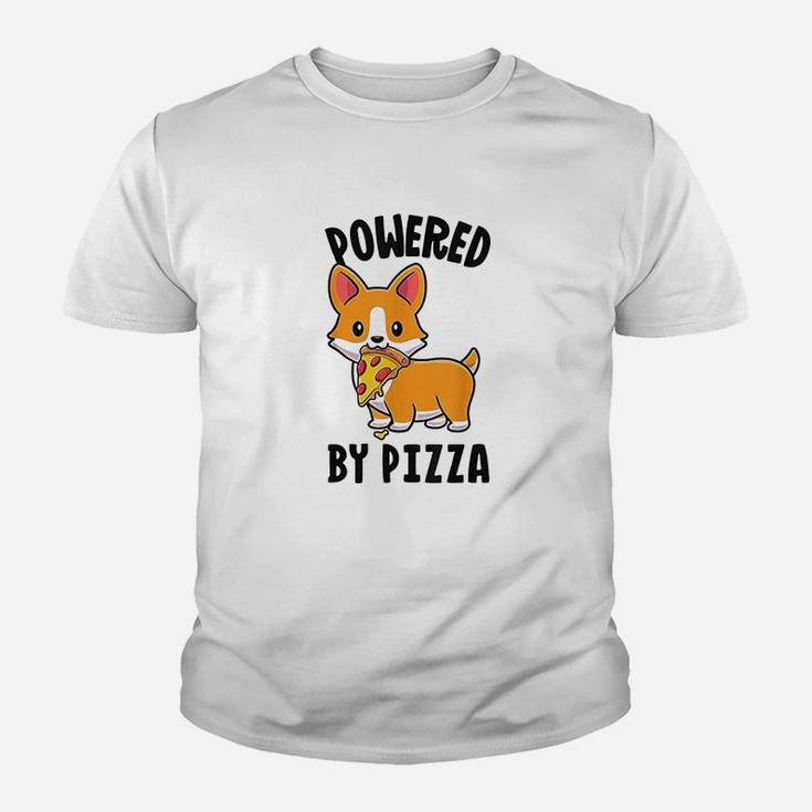 Powered By Pizza Corgi Dog Funny Corgi Kid T-Shirt