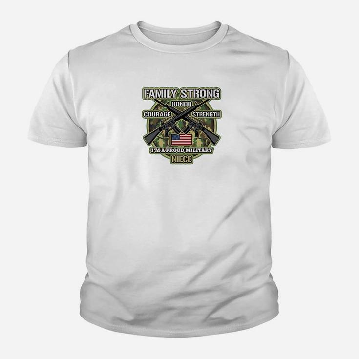 Proud Military Niece Family Strong Kid T-Shirt