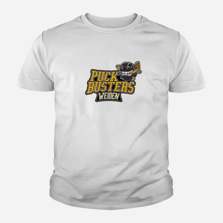 Puck Busters Weiden Themen-Kinder Tshirt in Weiß, Eishockey-Fanbekleidung