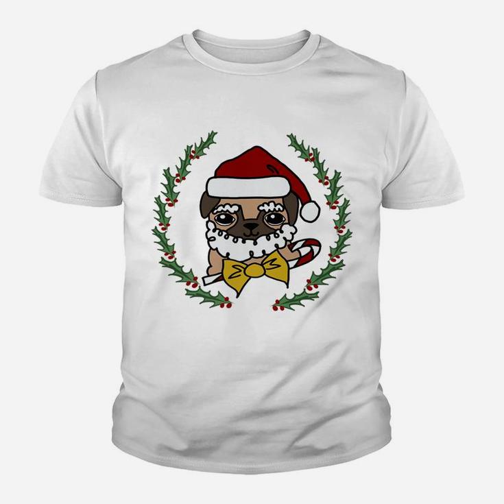 Pug Funny Dog Christmas Santa Gift Kid T-Shirt