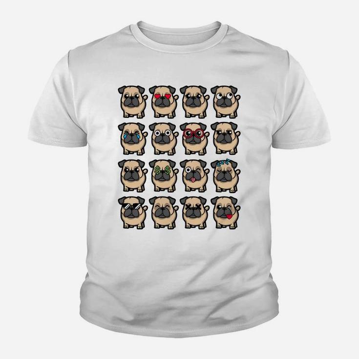 Pug Funny Dog Emotions Kid T-Shirt