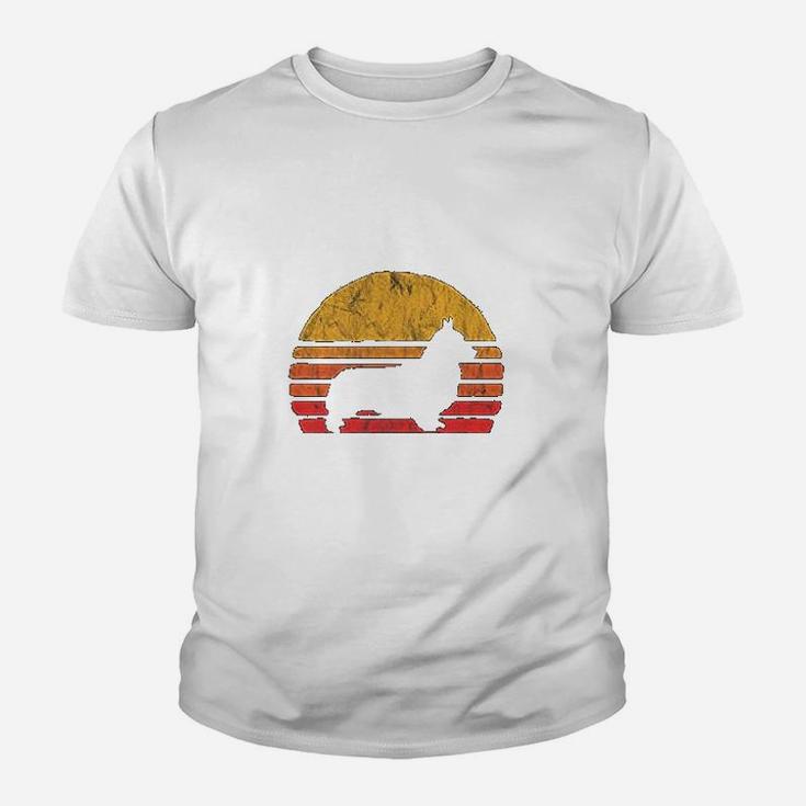 Retro Corgi Distressed Sun Vintage Dog Breed Designs Kid T-Shirt