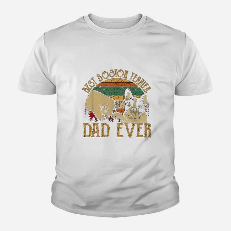 Retro Vintage Best Boston Terrier Dad Ever Kid T-Shirt