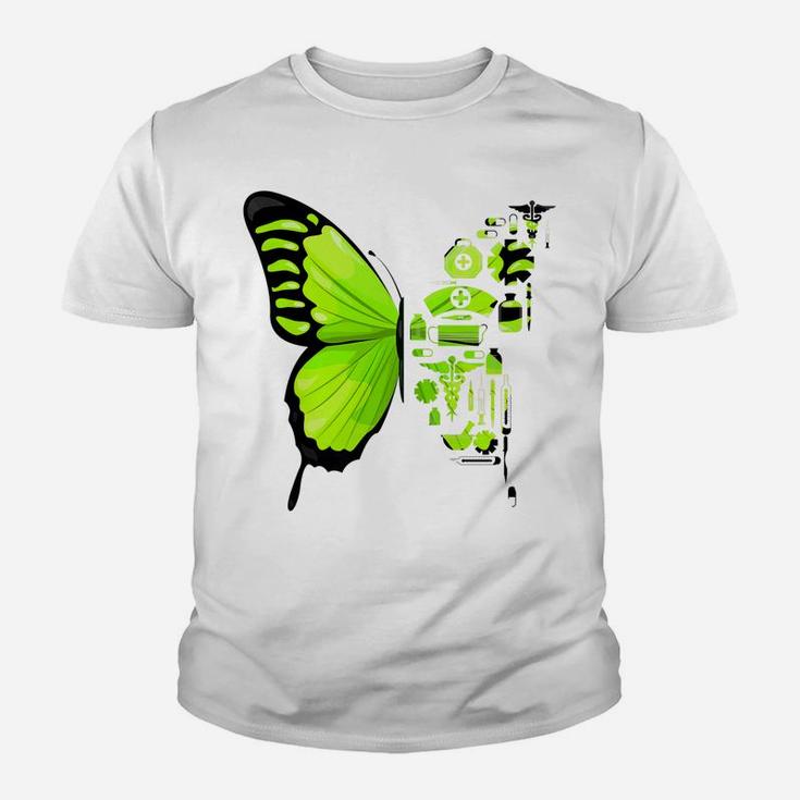 Rn Nurse Butterfly Cute Lpn Cna Nursing Student Kid T-Shirt
