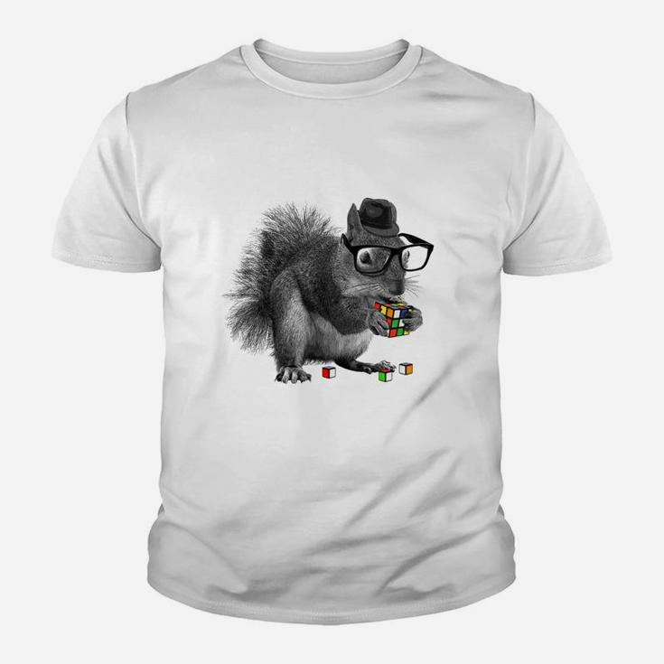 Rubik S Cube Hipster Squirrel Kid T-Shirt