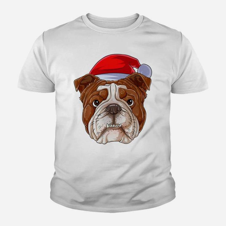 Santa English Bulldog Face Funny Christmas Gifts T-Shirt Seseable UK
