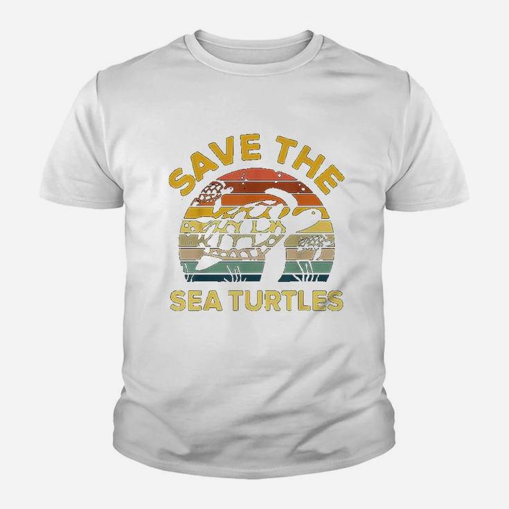 Save Sea Turtle Lover Vintage Skip A Straw Ocean Gift Kid T-Shirt