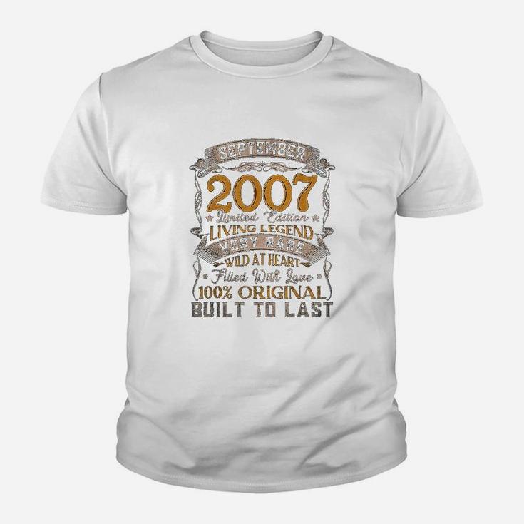 September 2007 Vintage 15th Birthday Classic 15 Years Old Kid T-Shirt
