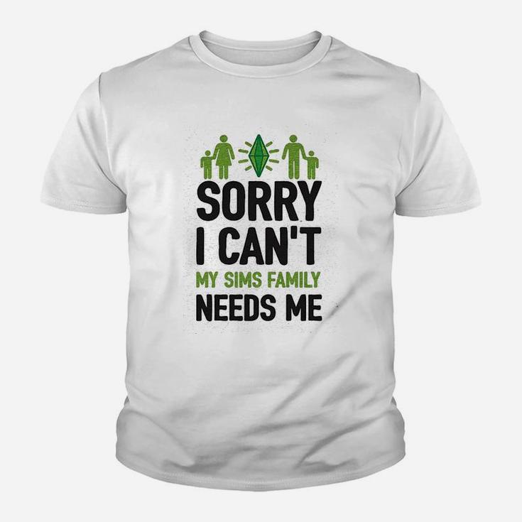 Sorry I Cant My Sims Family Needs Me Athletic Kid T-Shirt