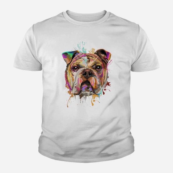 Splash Art English Bulldog Cute Bulldog Gifts Kid T-Shirt