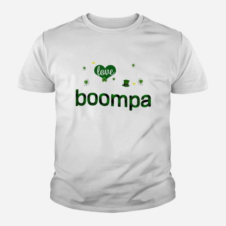 St Patricks Day Cute Shamrock I Love Being Boompa Heart Family Gifts Kid T-Shirt