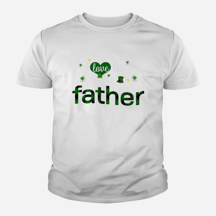 St Patricks Day Cute Shamrock I Love Being Father Heart Family Gifts Kid T-Shirt