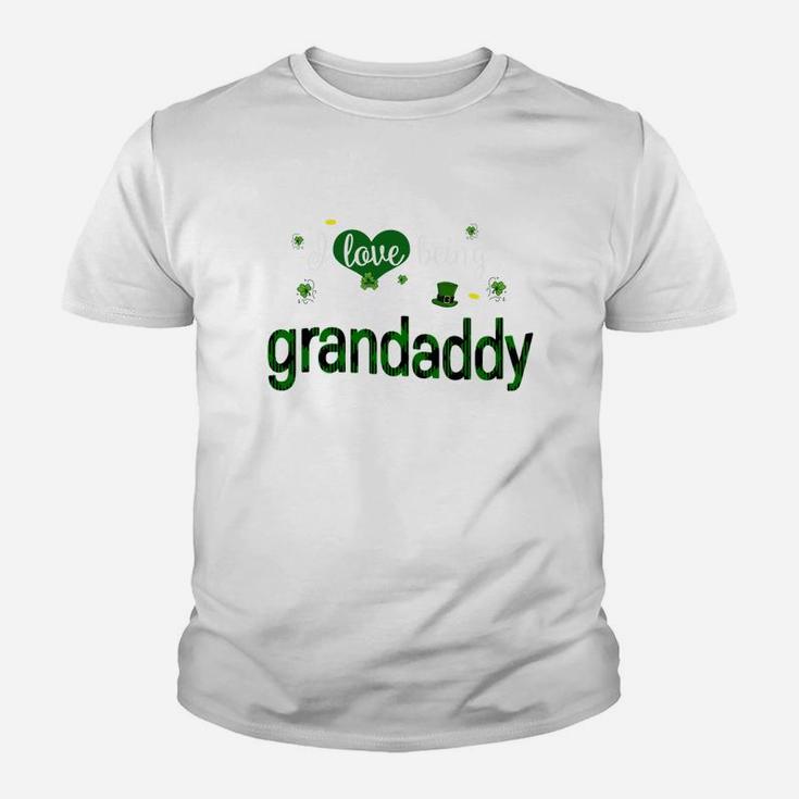 St Patricks Day Cute Shamrock I Love Being Grandaddy Heart Family Gifts Kid T-Shirt