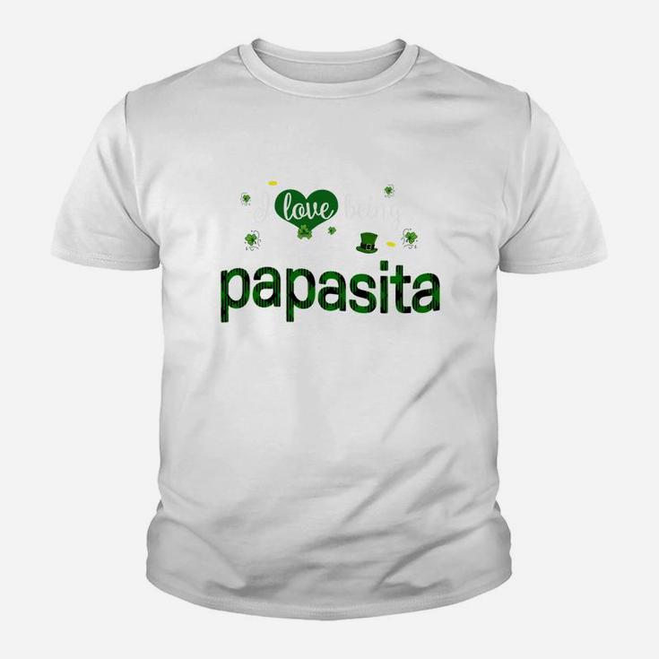St Patricks Day Cute Shamrock I Love Being Papasita Heart Family Gifts Kid T-Shirt