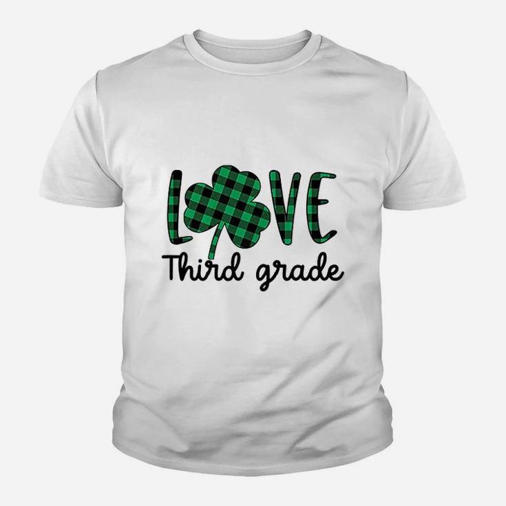 St Patricks Day Gift For Third Grade Teacher Plaid Shamrock Kid T-Shirt