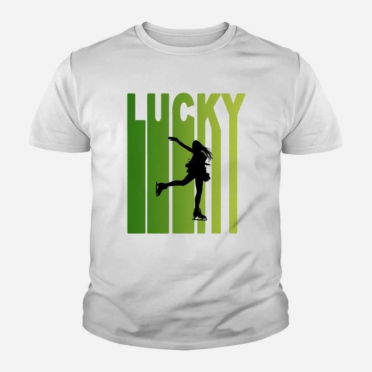 St Patricks Day Lucky Ice Skating Funny Sport Lovers Gift Kid T-Shirt