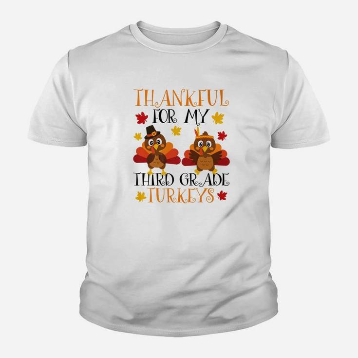 Thankful 3rd Grade Turkey Teacher Thanksgiving Kid T-Shirt