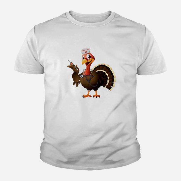 Thanksgiving Nurse Turkey Feast Day Kid T-Shirt