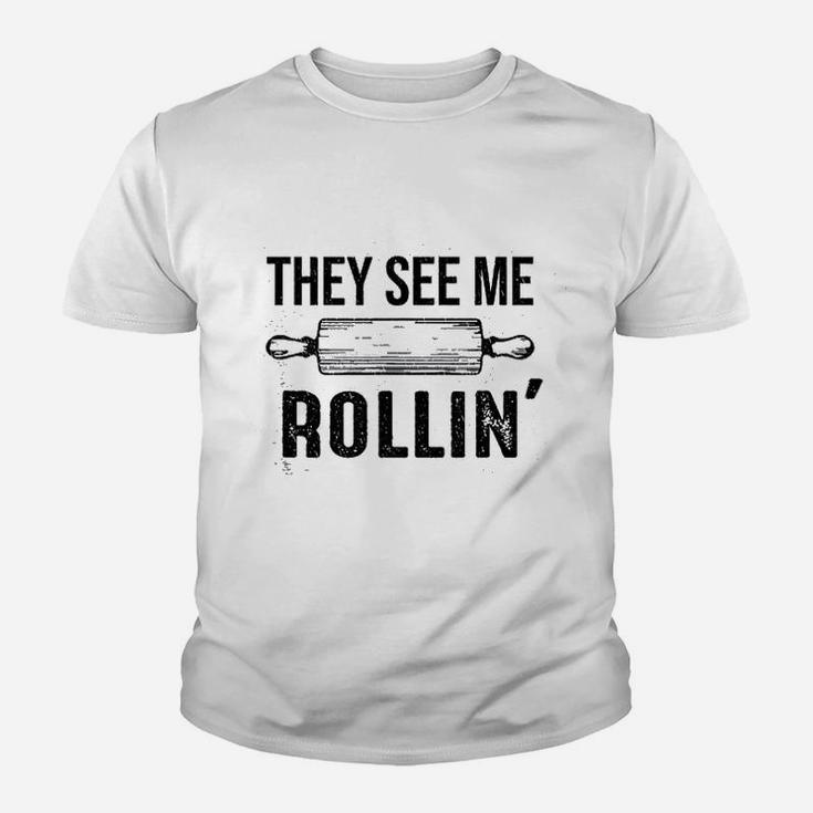 They See Me Rolling Funny Love Baking Rolling Pin Bakers Kid T-Shirt