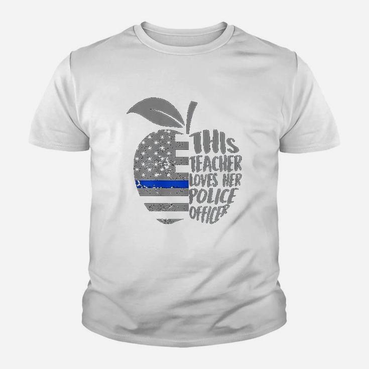 This Teacher Loves Her Police Officer Funny Wife Saying Kid T-Shirt