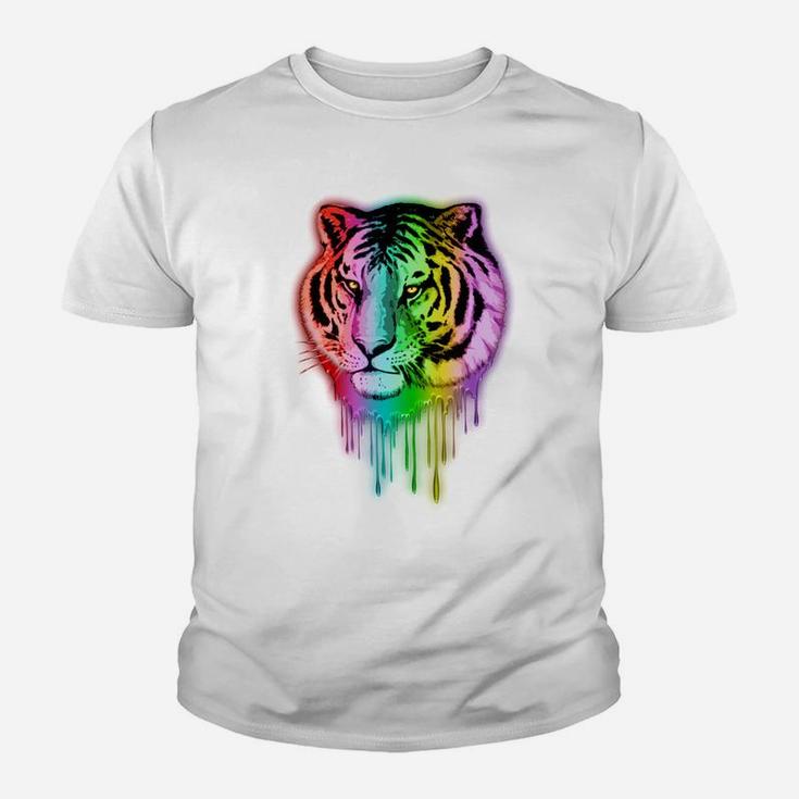 Tiger Neon Dripping Rainbow Colors Funny Shirts Kid T-Shirt