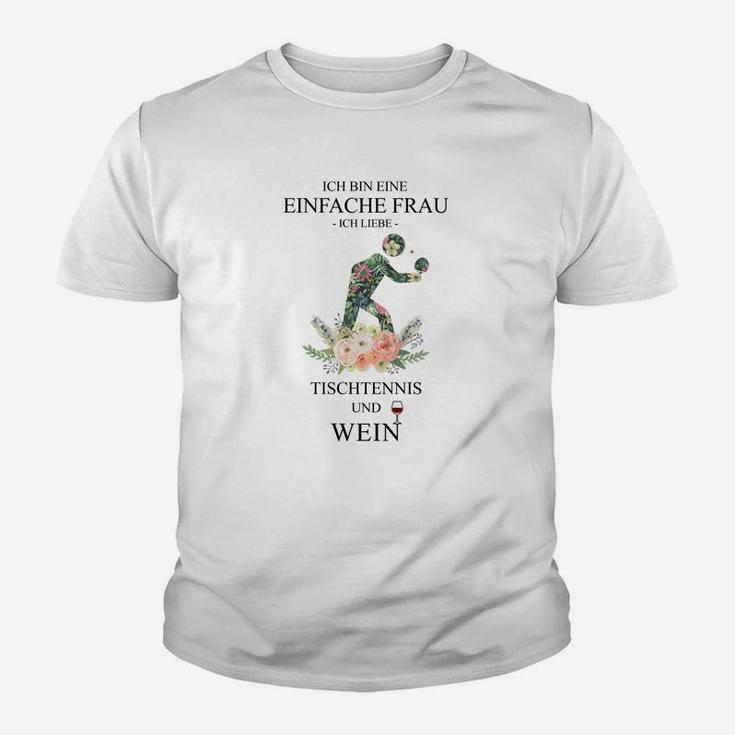 Tischtennis und Wein Liebhaber Damen-Kinder Tshirt, Sport und Genuss Tee