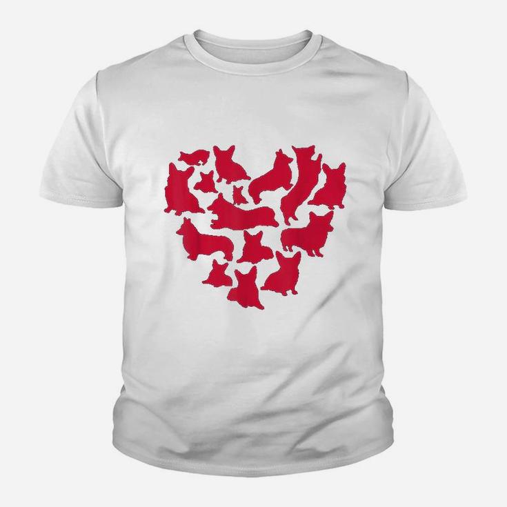 Valentines Day Corgi Heart Funny Corgi Dog Kid T-Shirt