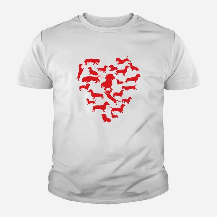 Valentines Day Dog Heart Funny Dachshund Kid T-Shirt