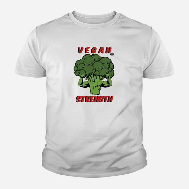 Vegan Strength Brokkoli Motiv Kinder Tshirt für Herren, Motivations-Design