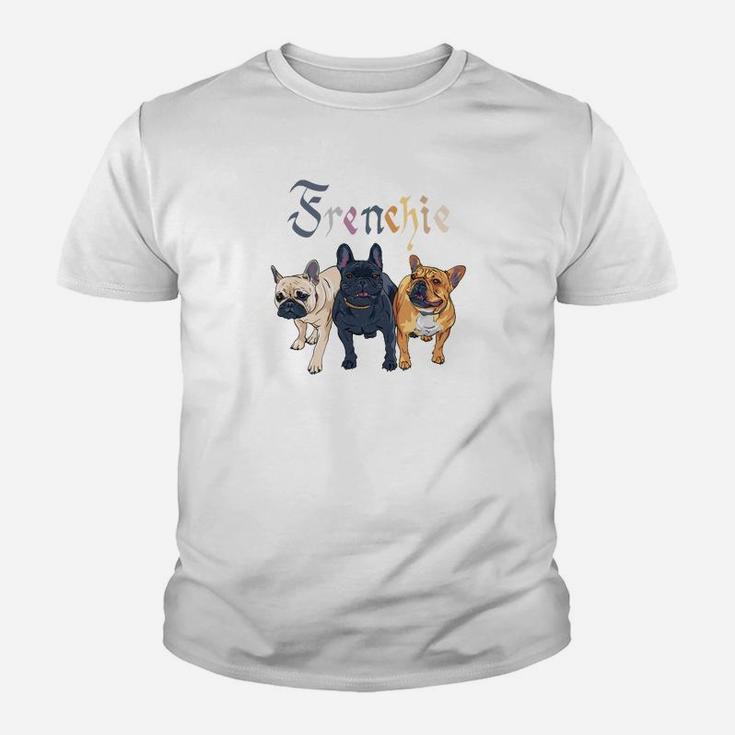 Verspielte Bulldoggen Grafik Kinder Tshirt, Frenchie Fan Liebe