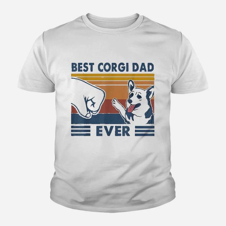 Vintage Best Corgi Dad Ever Fist Bump Funny Corgi Lover Gift Kid T-Shirt
