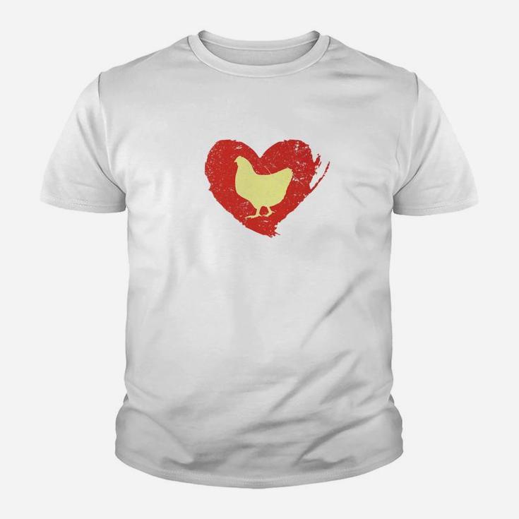 Vintage Chicken Farmer Hear Gift For Animal Lovers Kid T-Shirt