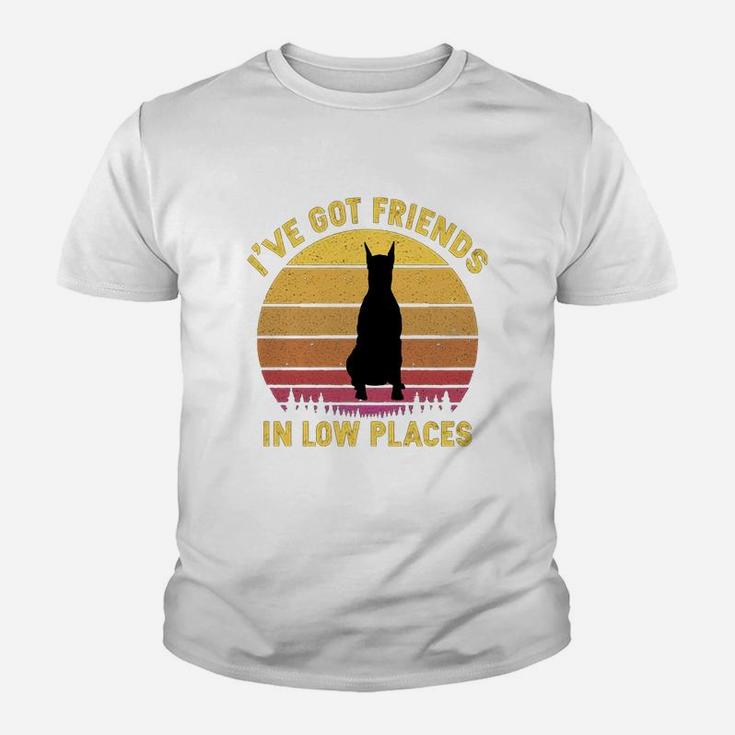 Vintage Doberman I Have Got Friends In Low Places Dog Lovers Kid T-Shirt