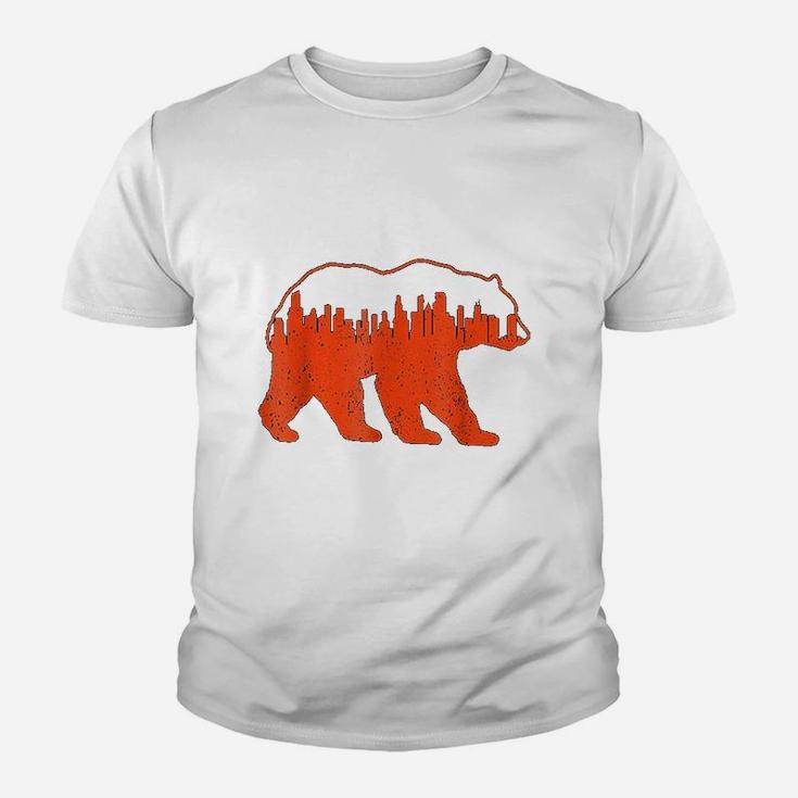 Downtown Chicago City Skyline Walking Bear Silhouette T-Shirt