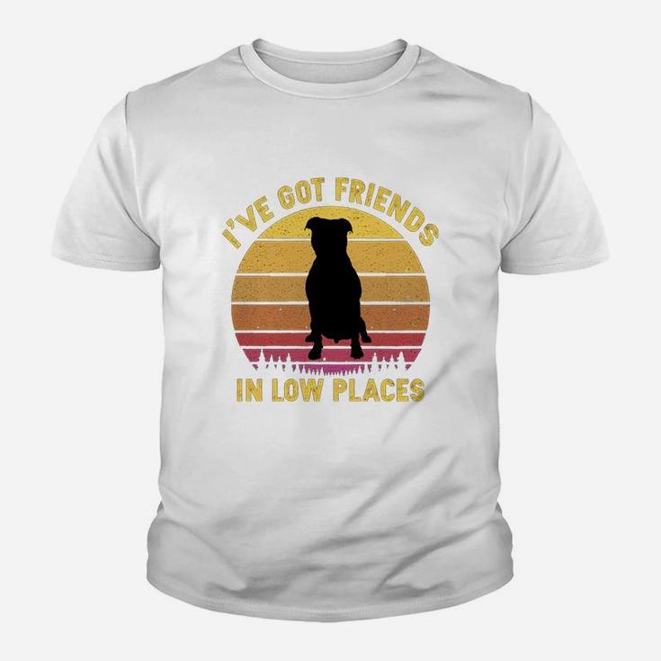 Vintage Pitbull I Have Got Friends In Low Places Dog Lovers Kid T-Shirt