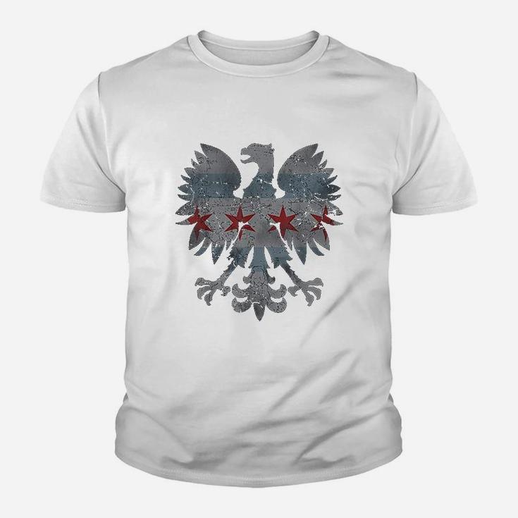 Vintage Polish Eagle Flag Of Chicago Family Heritage Kid T-Shirt