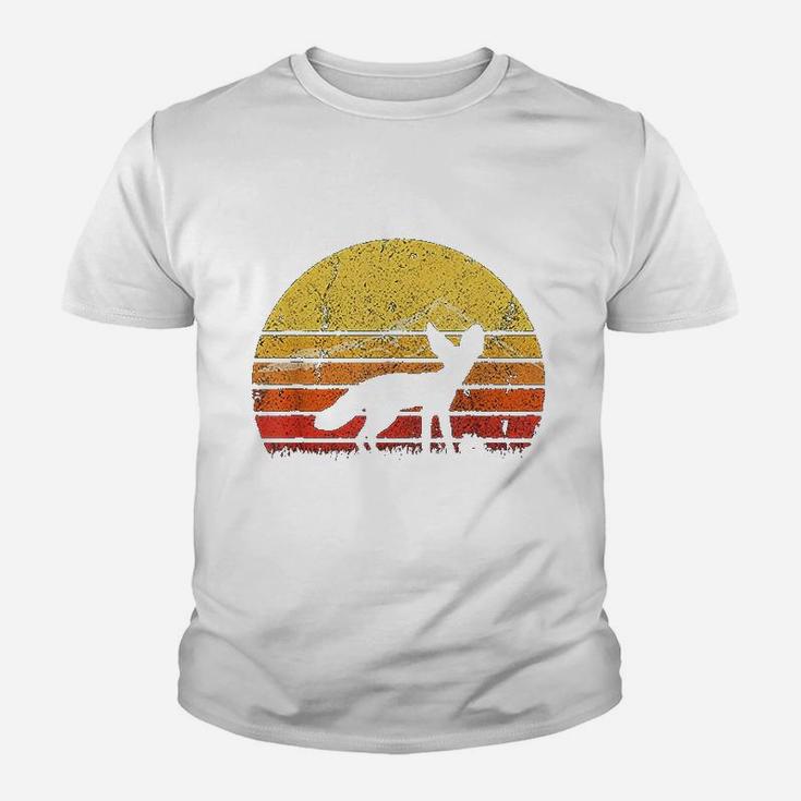 Vintage Retro Fennec Fox Silhouette Sunset Distressed Funny Kid T-Shirt