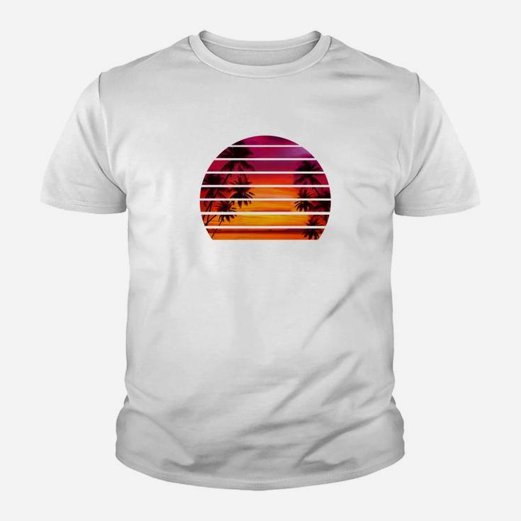 Vintage Retro Sunset Palm Tree Beach California Hawaii Shirt Premium Kid T-Shirt