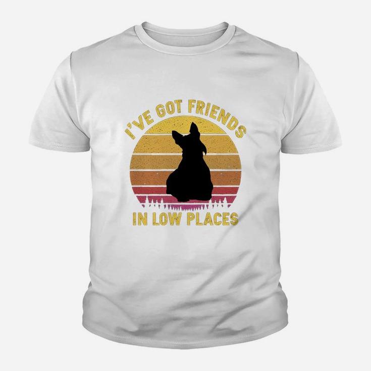 Vintage Scottish Terrier I Have Got Friends In Low Places Dog Lovers Kid T-Shirt