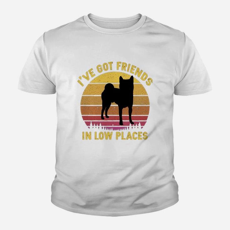 Vintage Shiba Inu I Have Got Friends In Low Places Dog Lovers Kid T-Shirt