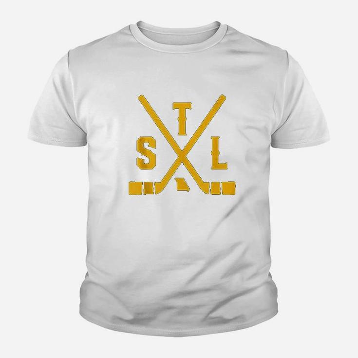Vintage St Louis Ice Hockey Sticks State Outline Kid T-Shirt
