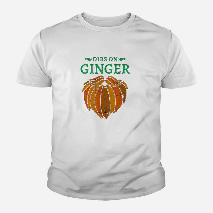 Vintage St Patricks Day Dibs On The Ginger Red Beard Irish Kid T-Shirt