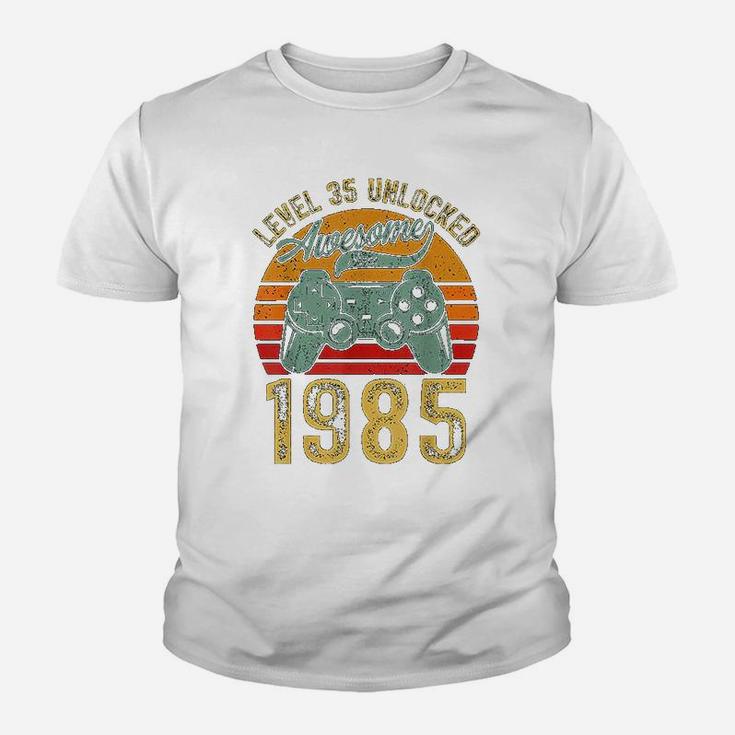 Vintage Video Gamers Level 35 Unlocked Awesome 1985 Kid T-Shirt