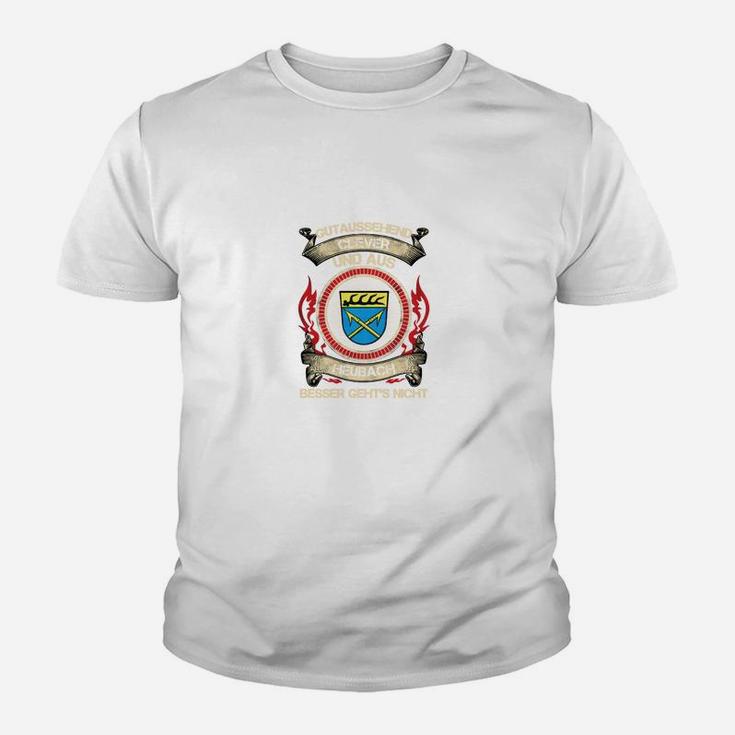 Vintage Wappen & Flammen Kinder Tshirt für Herren, Retro-Design Weiß